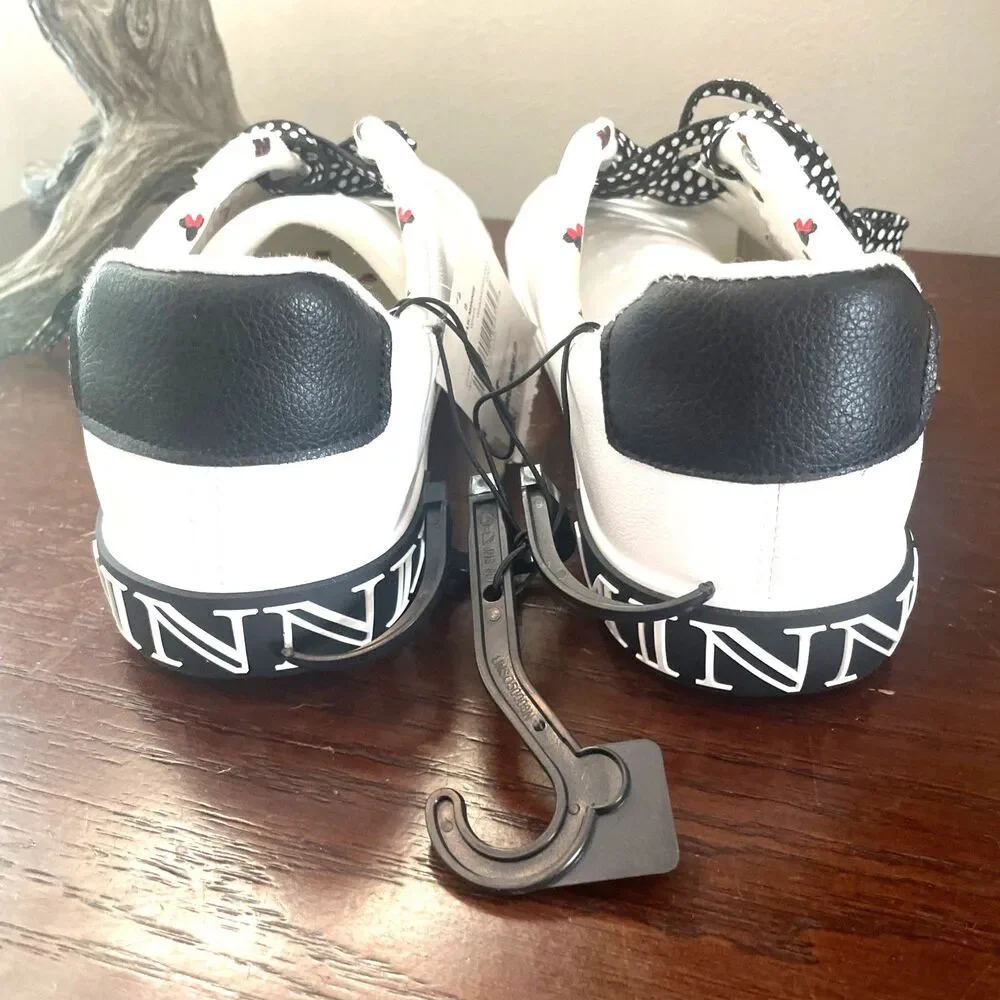 Disney NWTMinnie Mouse Women's Logo White Lace Up Low Top Court Sneakers Sz8 NEW